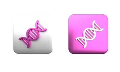 Obraz premium Colorful DNA symbol icon isolated on white background. Square button. 3D render illustration