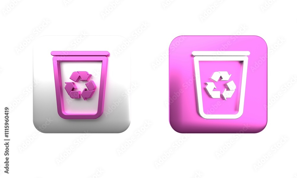 Poster colorful recycle bin with recycle symbol icon isolated on white background. trash can icon. garbage 