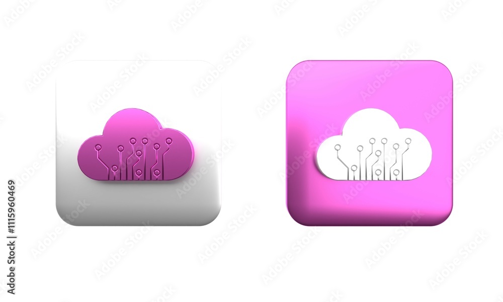 Poster colorful internet of things icon isolated on white background. cloud computing design concept. digit