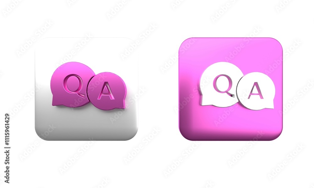 Poster colorful speech bubbles with question and answer icon isolated on white background. q and a symbol. 