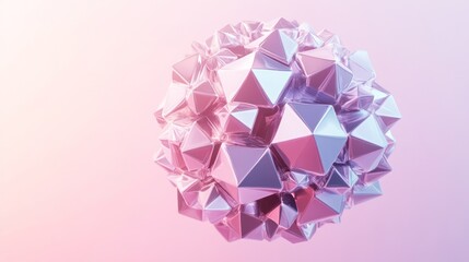 Abstract pink and purple geometric sphere, 3D render.