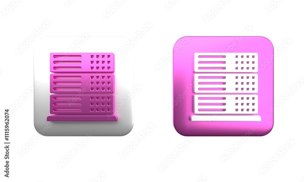Aufkleber colorful server, data, web hosting icon isolated on white background. square button. 3d render illus