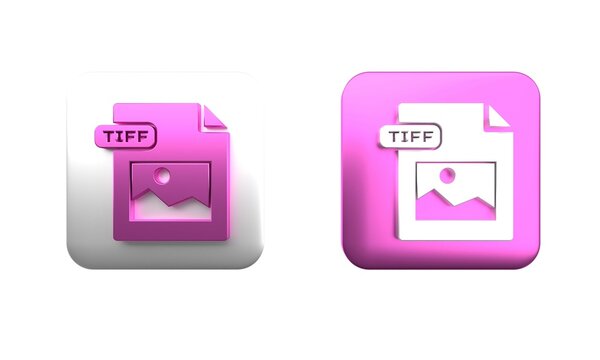 Colorful TIFF file document. Download tiff button icon isolated on white background. TIFF file symbol. Square button. 3D render illustration