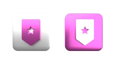 Obraz premium Colorful Chevron icon isolated on white background. Military badge sign. Square button. 3D render illustration