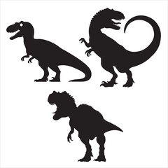 set of vector dinosaur different types  silhouette	