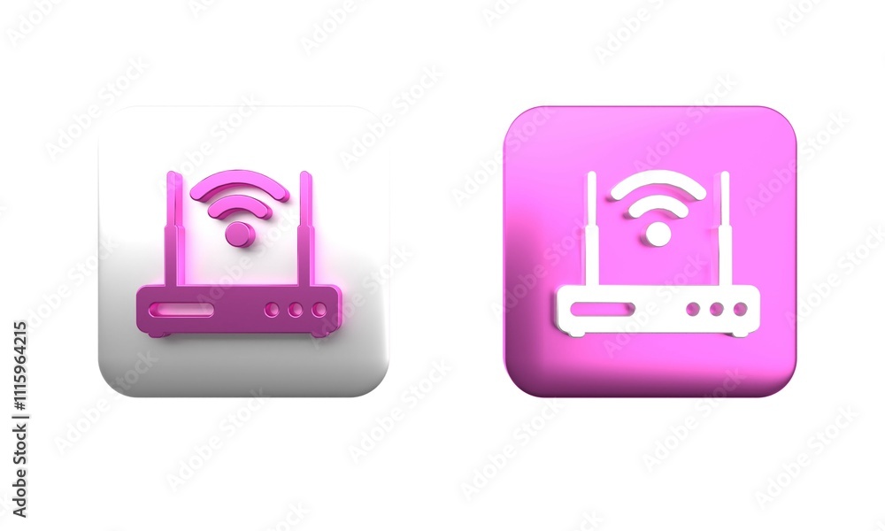 Poster colorful router and wi-fi signal symbol icon isolated on white background. wireless ethernet modem r