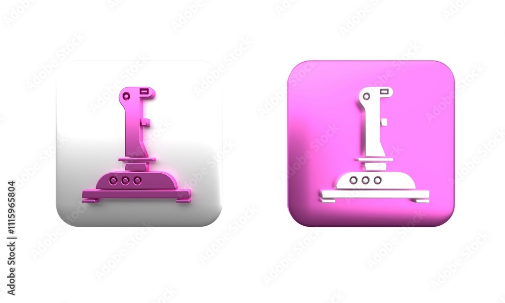 Poster colorful joystick for arcade machine icon isolated on white background. joystick gamepad. square but