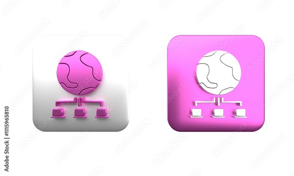 Poster colorful computer network icon isolated on white background. online gaming. laptop network. internet
