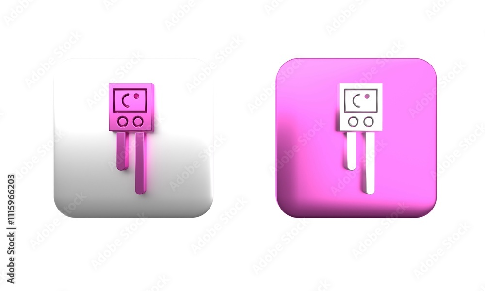 Poster colorful temperature and humidity sensor icon isolated on white background. square button. 3d render