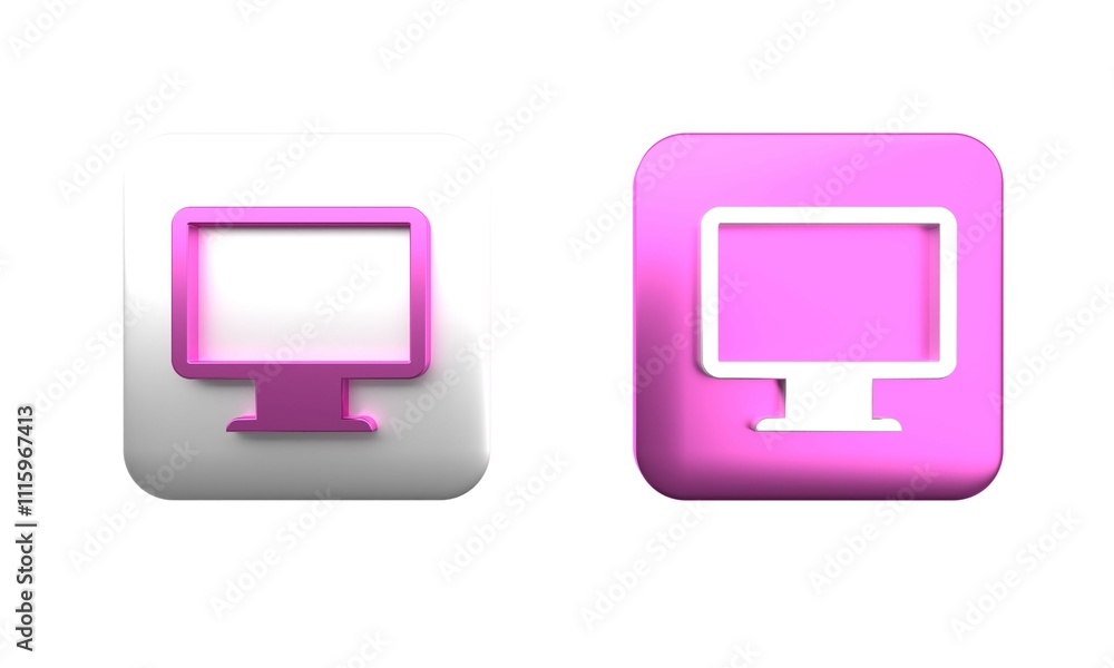 Poster colorful computer monitor screen icon isolated on white background. electronic device. front view. s