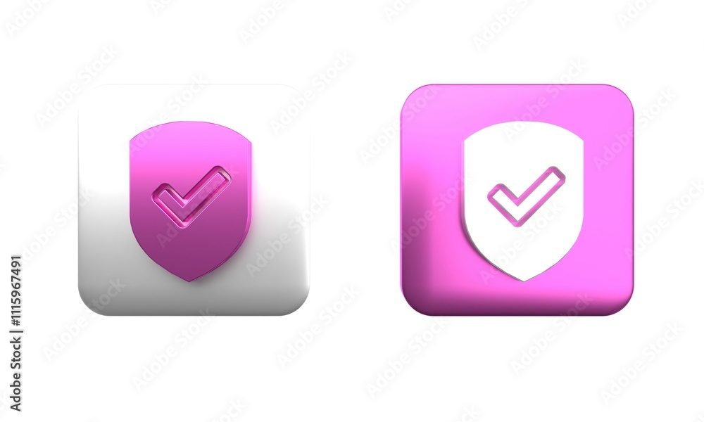 Poster colorful shield with check mark icon isolated on white background. protection symbol. security check