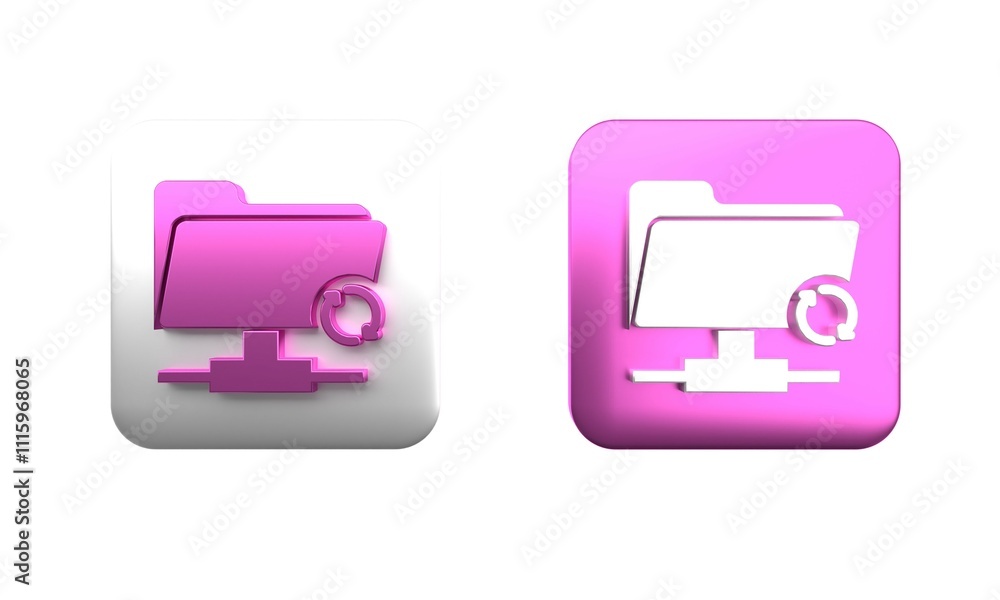 Aufkleber colorful ftp sync refresh icon isolated on white background. software update, transfer protocol, rou