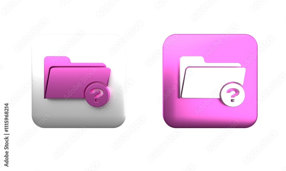 Poster colorful unknown directory icon isolated on white background. magnifying glass and folder. square bu