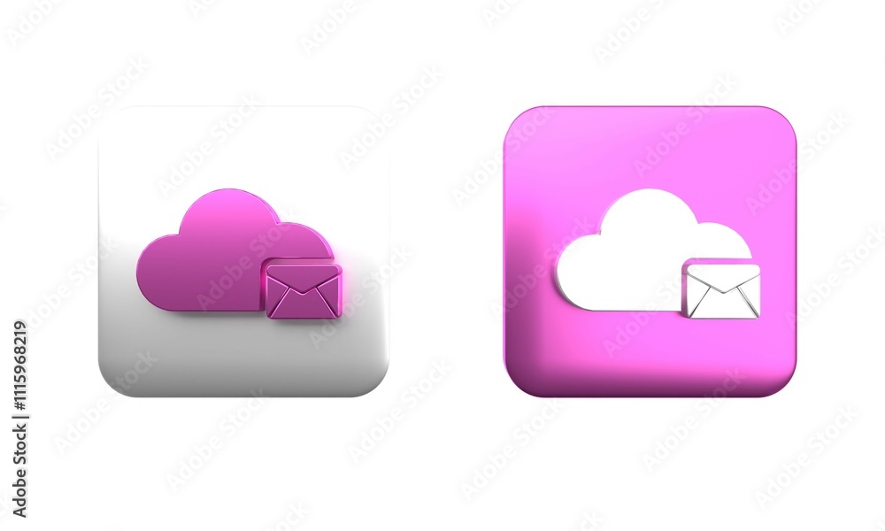 Poster colorful cloud mail server icon isolated on white background. cloud server hosting for email. online