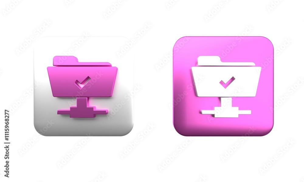 Poster colorful ftp operation successful icon isolated on white background. software update, transfer proto