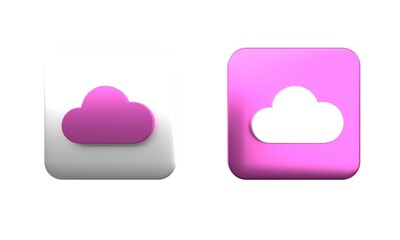 Colorful Cloud icon isolated on white background. Square button. 3D render illustration