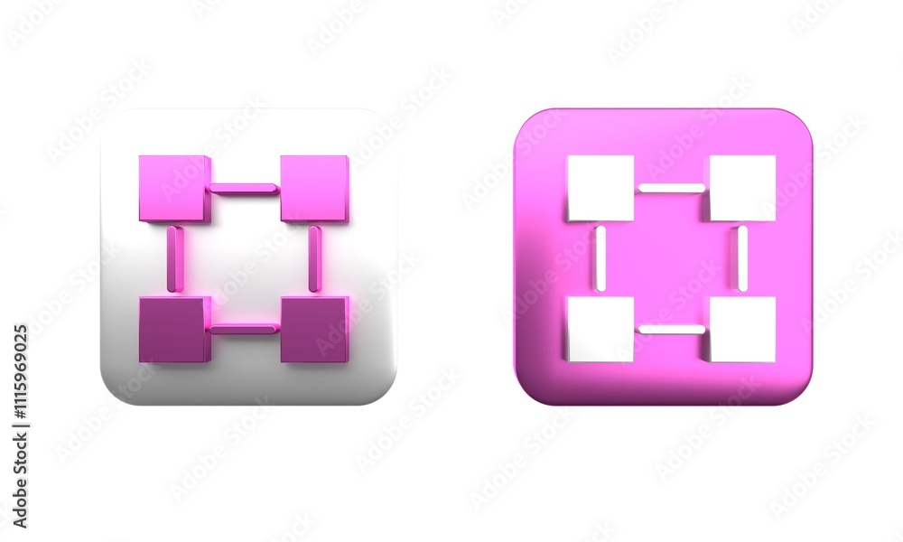 Poster colorful blockchain technology icon isolated on white background. cryptocurrency data. abstract geom