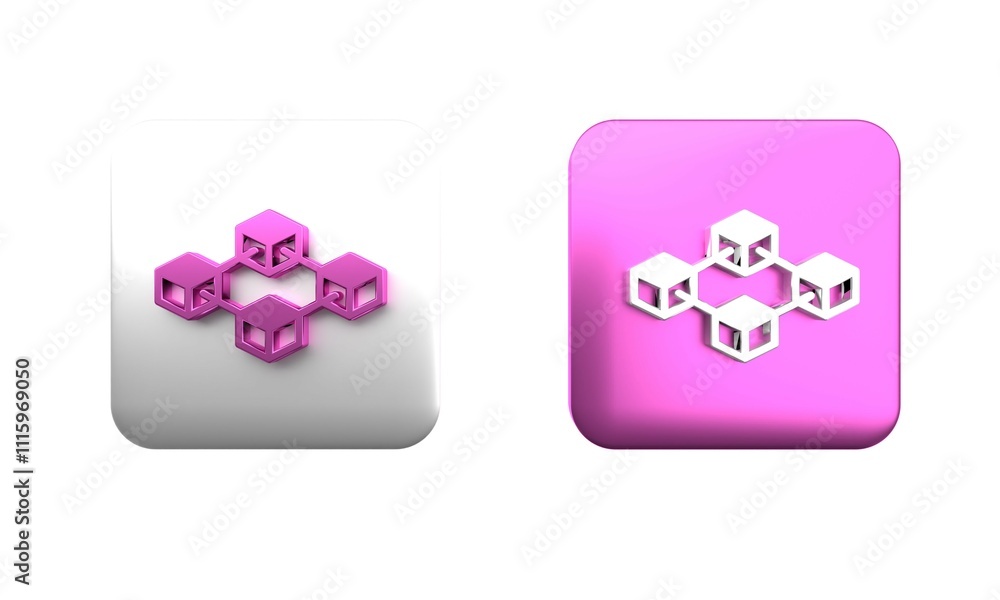 Poster colorful blockchain technology icon isolated on white background. cryptocurrency data. abstract geom