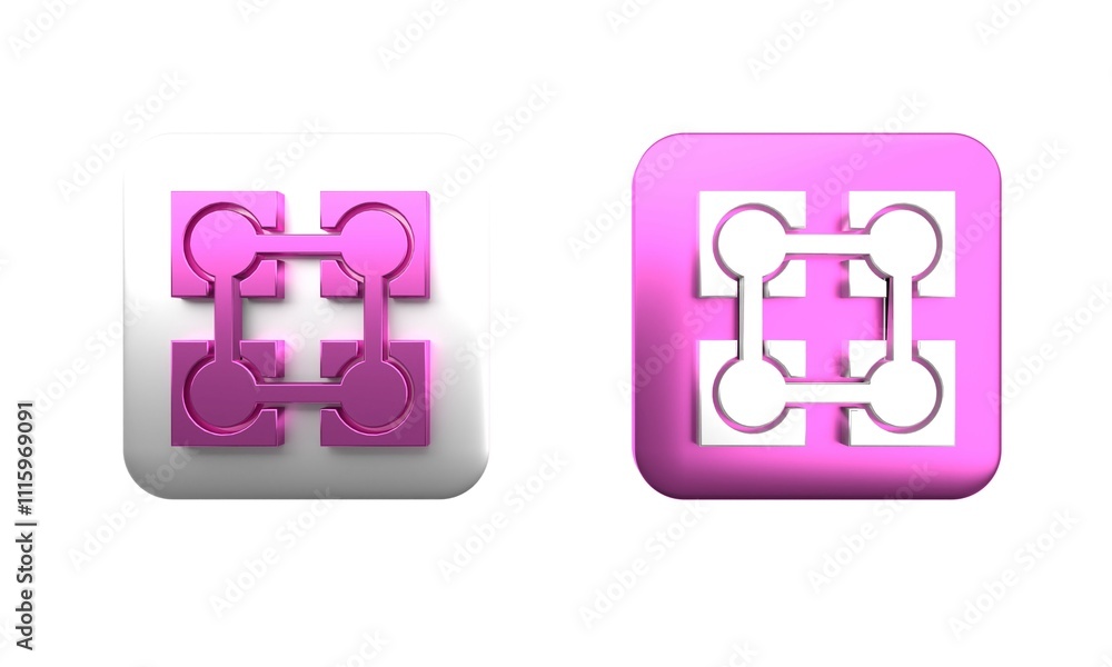 Poster colorful blockchain technology icon isolated on white background. cryptocurrency data. abstract geom