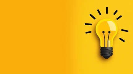 A bright yellow light bulb symbolizes innovation and creativity against a matching yellow background.