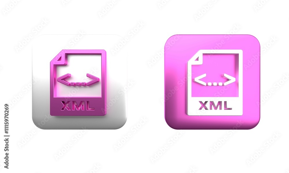 Poster colorful xml file document. download xml button icon isolated on white background. xml file symbol. 
