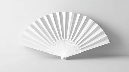 A white folding hand fan mockup set aside against a white background. Generative Ai