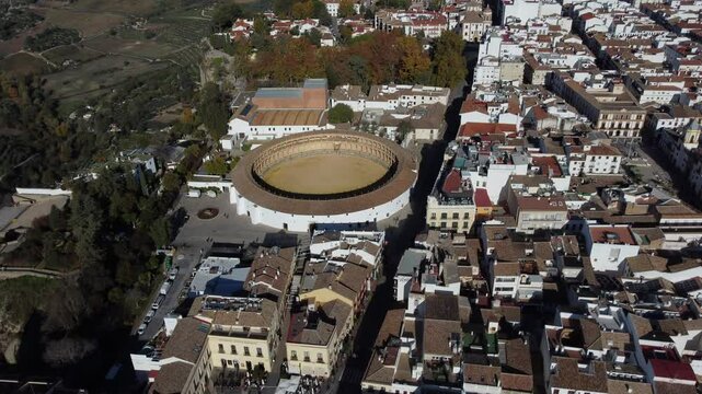 Drone video of city Ronda in Spain, Andalusia