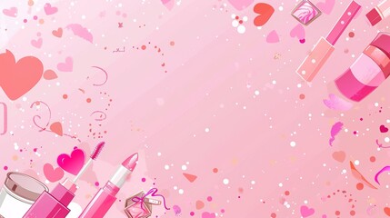 Valentine's Day Cosmetics Pink Background