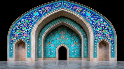 Obraz premium Ornate Islamic Architecture Turquoise Floral Archway Entrance