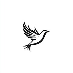 Obraz premium Abstract minimalist black bird in flight, simple elegant design.