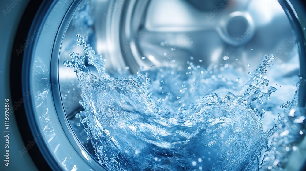 Poster a smart washing machine with load-sensing technology adjusts water levels based on the size of each 