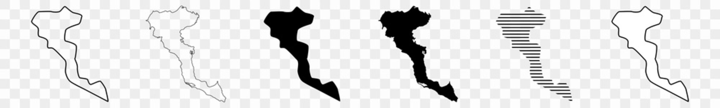 Corfu Map Black | Border | Greek Island Greece | Transparent Isolated | Variations