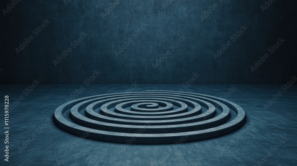 Aufkleber a minimalist circular pattern sits on a dark surface, creating a sense of depth and tranquility in a