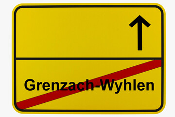 Illustration eines Ortsausgangsschildes von Grenzach-Wyhlen in Baden-Württemberg	