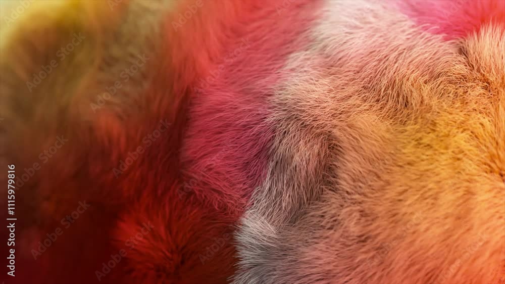 Aufkleber colorful fluffy fur billows in the wind, forming abstract shapes and patterns. the vibrant hues crea