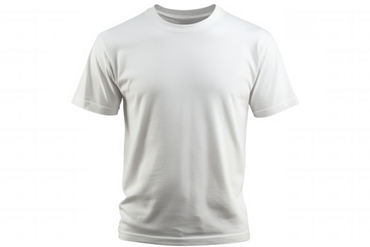 Isolated on a transparent background. Plain white t-shirt isolated on white background.