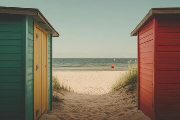 Fototapeta premium Aerial view of turquoise water and palm tree-lined Bora Bora Lagoon, Mount Otemanu, Vaitape, French Polynesia.. Beautiful simple AI generated image