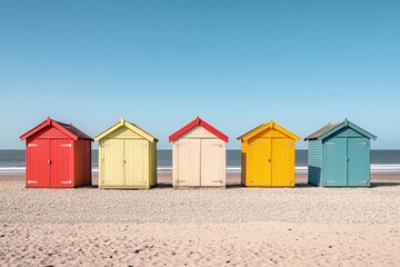 View of beach and water, Flic-en-Flac, Mauritius. Beautiful simple AI generated image