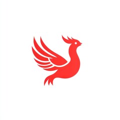 Red stylized phoenix bird logo design.