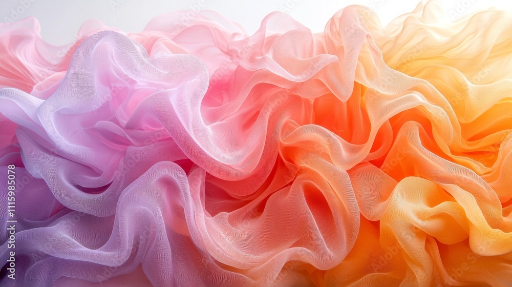 Poster soft gradients and flowing lines create visual representation letting go illustrating gradual disper
