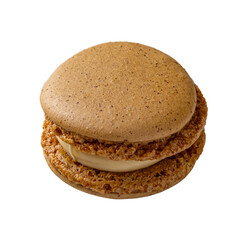 Single coffee flavored macaron with cream filling