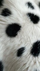 Delicate white fur features bold black spots, creating a beautiful contrast that draws the eye. Each strand of fur showcases a unique texture, inviting touch and admiration