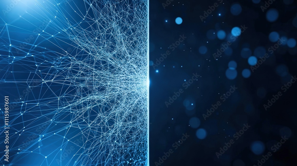 Poster abstract digital network connection blue data flow technology background