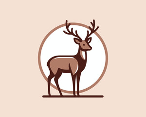 deer with antlers vector illustration.