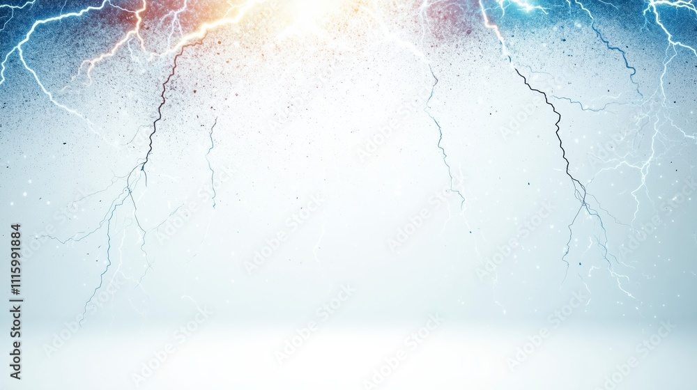 Wall mural a scene full of lightning and electric rays isolated on a empty plain clean light background