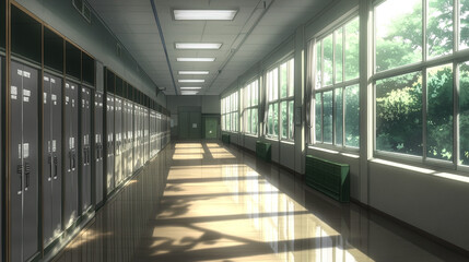 Empty school hallway, a silent testament to the passage of time and the fleeting nature of youth, where memories of laughter and learning linger in the air, waiting to be rediscovered.