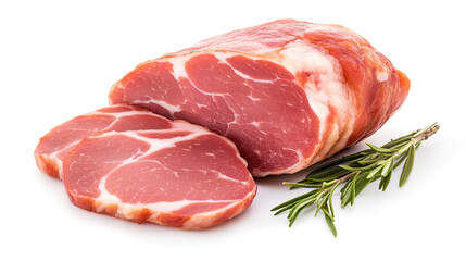 Fototapeta premium Fresh meat cut with rosemary, perfect for gourmet dishes and culinary presentations.
