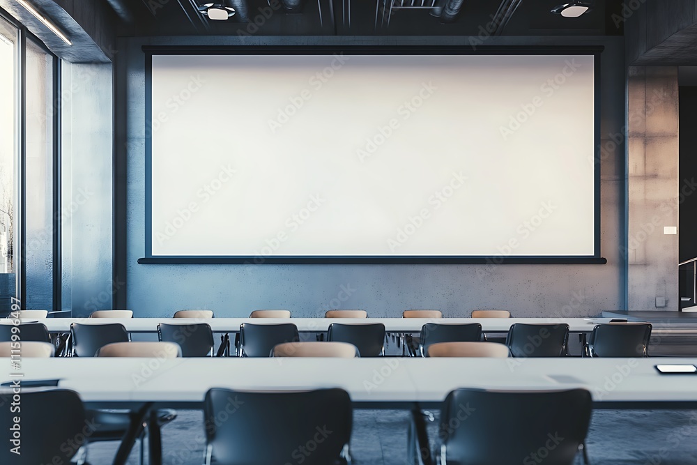 Aufkleber a large blank white screen mounted on a wall, ideal for presentations and displays in various settin