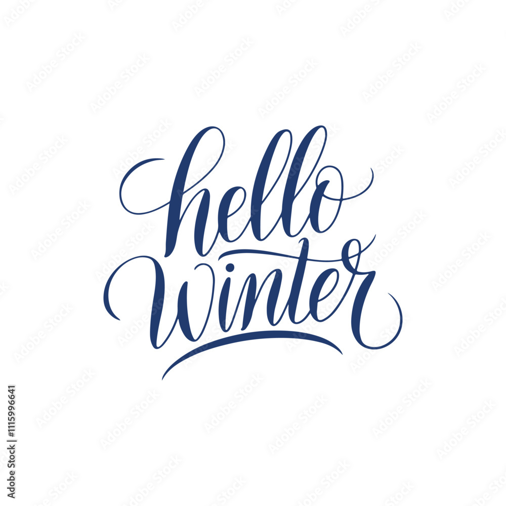 Fototapete hello winter typography calligraphy font letterings typescript text flat design