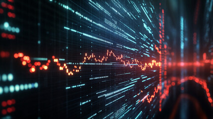 Obraz premium Financial Chart with a Rising Line Graph. Abstract Digital Graph Chart.